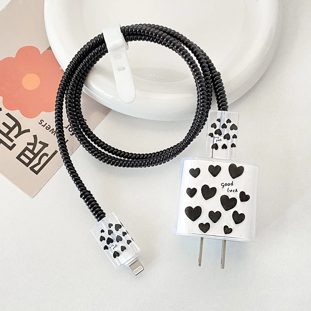 5PCS Love Heart Charging Data Cable Protector Winder Accessories For iPhone 18w/20w Charger Protective Cover Protective Shell image 2