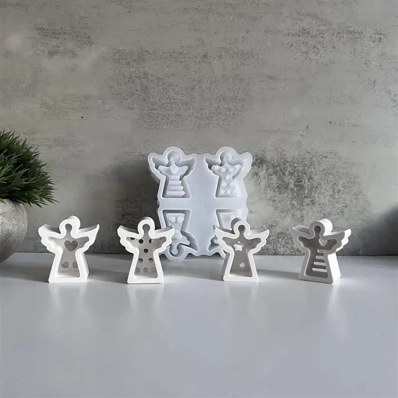 4-Holes Angel Atmosphere Lamp Candle Silicone Mold Angel Ornament Decorative Gypsum Dropping Resin Mold ﻿ Home