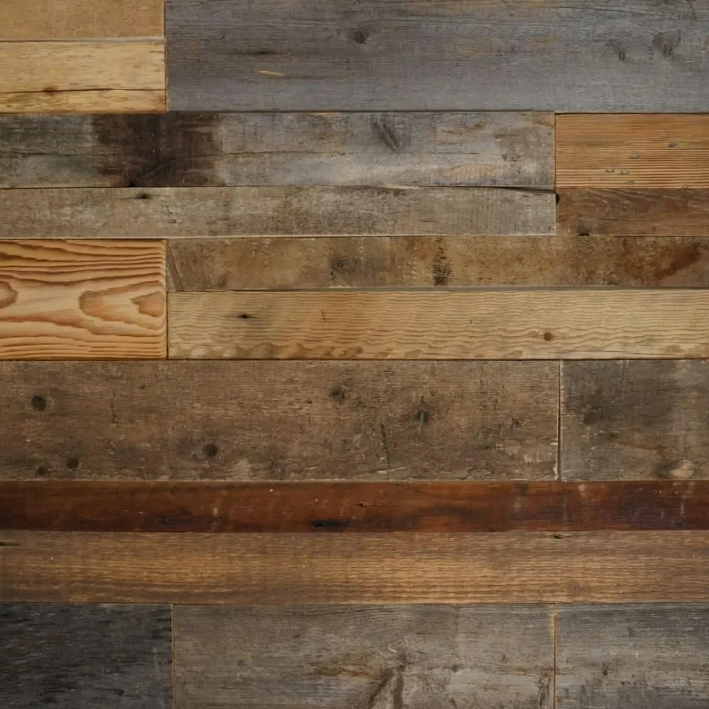 3D Real Old Barnwood Panels  Wood Paneling Wall for Farmhouse Decor - Natural Brown (100 sq. feet)  140 Reclaimed Wood Planks