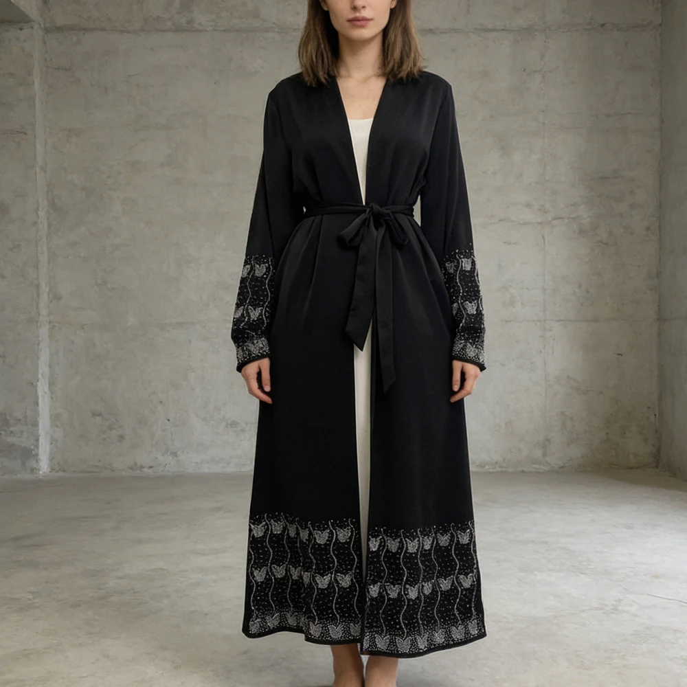 

Luxury Dubai Abaya Diamonds Muslim Women Kimono Cardigan Arab Robe Party Dress Eid Morocco Caftan Kebaya Ramadan Abayas Jalabiya