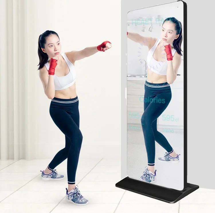 

Home smart gym exercise mirror fitness touch screen lcd display intelligent interactive workout mirror Touch Screen Kiosk