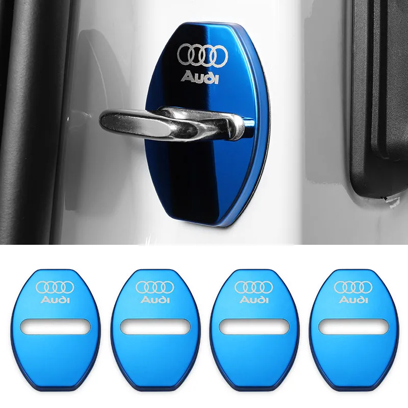 4pcs Car Door Lock Cover Badge Sticker for Audi A3 A4 B8 8P B9 8V B6 A5 B7 A1 A6 C6 Q3 Q5 C7 I8 kuga Auto Decoration Accessories image 4