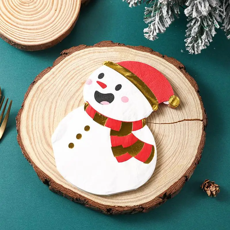 Christmas Snowman Paper Napkin Holiday Table Decor Printing Paper Towel Christmas Design Paper Napkins Tableware Decor Paper