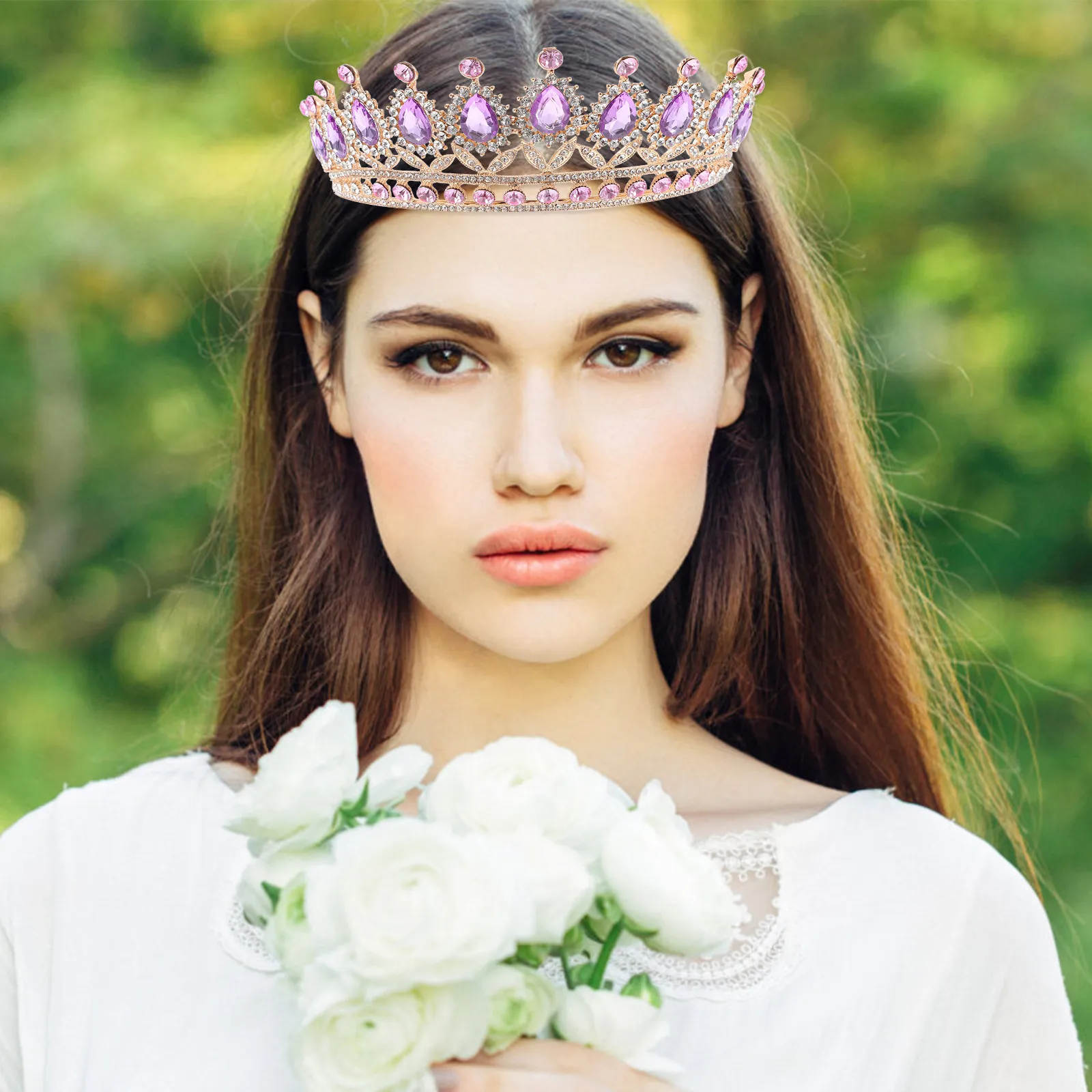 

Elegant Alloy Baroque Crown Wedding Crown for Bride Bridal Headpiece Birthday Party Prom Accessories Rhinestone Bridal Hair