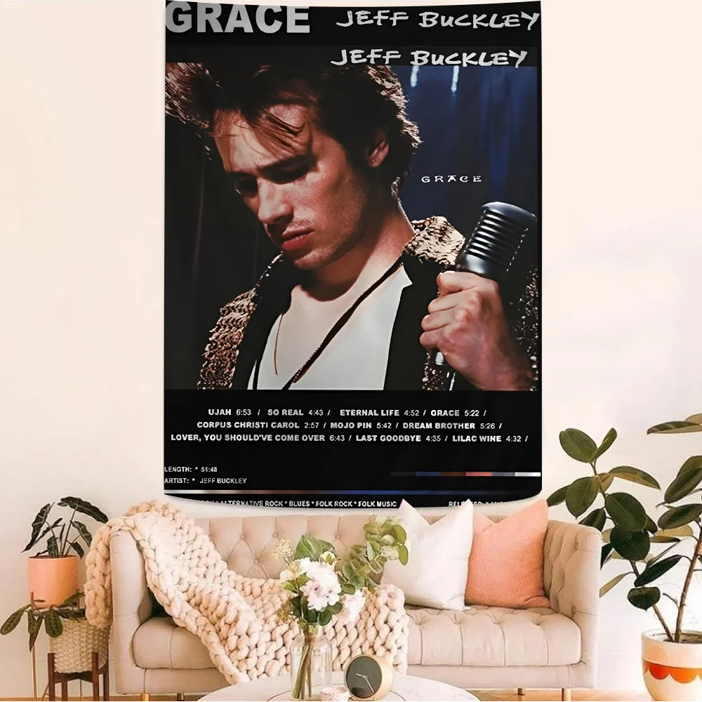 J-Jeff B-Buckley Singer DIY Wall Tapestry Hippie Flower Wall Carpets Dorm Decor Wall Art Decor