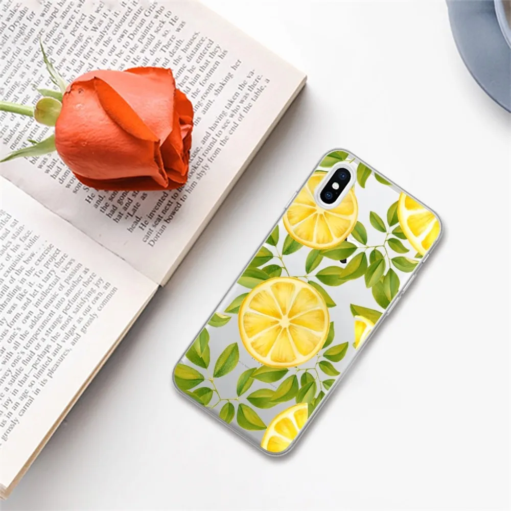 Funda de teléfono con fruta y limón para IPhone 15 14 13 12 11 Pro Max XS X XR SE 2020 6 7 8 Plus Mini funda protectora