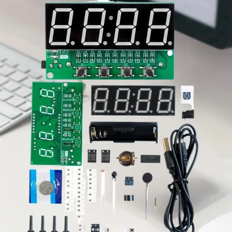 Soldering Practice Equipment, DIY Digital Alarm Clock with Mini Weather Station DC 5V.