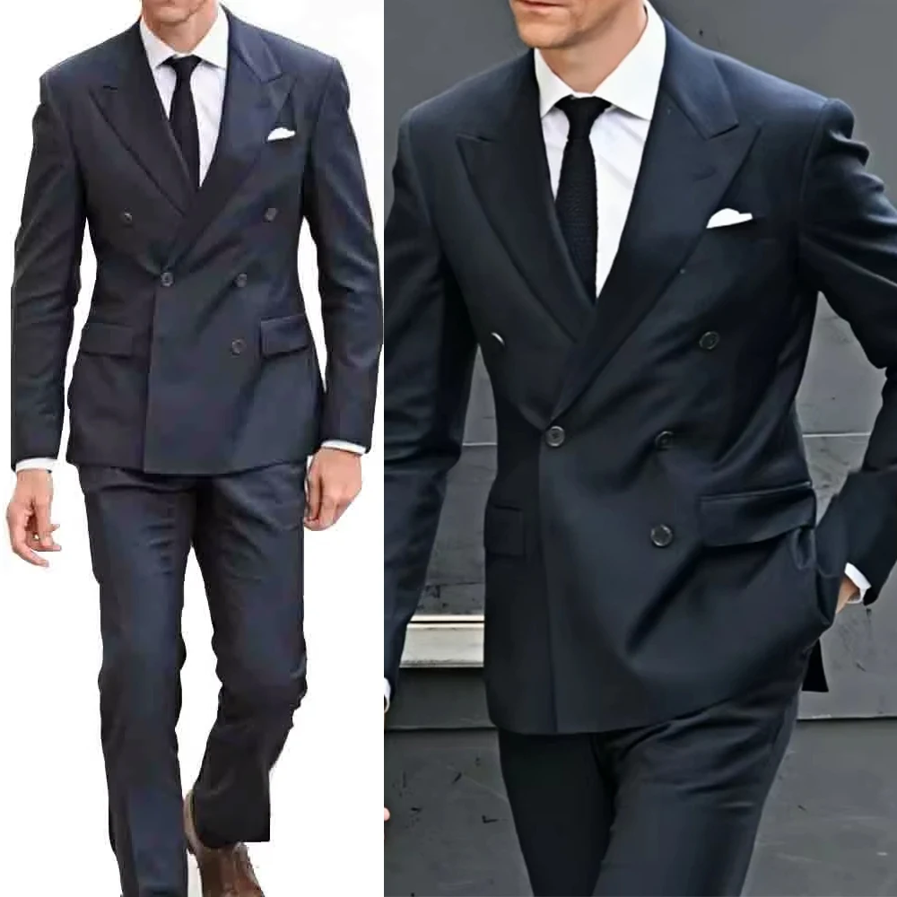 

New Men's Suit Fashion Business Trend Casual Party Slim Solid Color Professional Suit Wedding Groom Best Man Suit (Blazer+Pants)