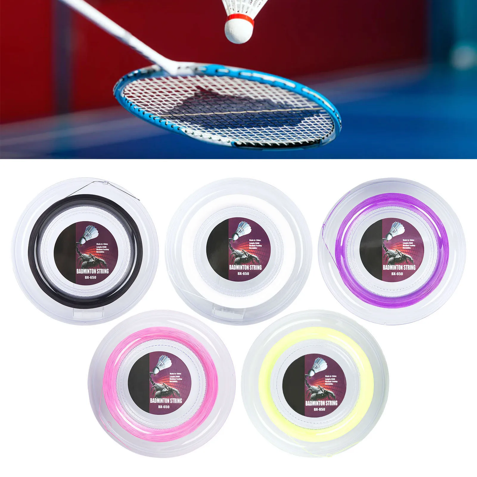 

Струна для бадминтонной ракетки 0,72 мм, 200 м, нейлоновая, для тренировок, BX 650, леска для бадминтона