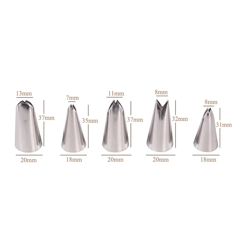 5 Pcs Set Leaves Nozzles Stainless Steel Icing Piping Nozzles Tips Pastry Tips For Cake Decorating Pastry Fondant Tools