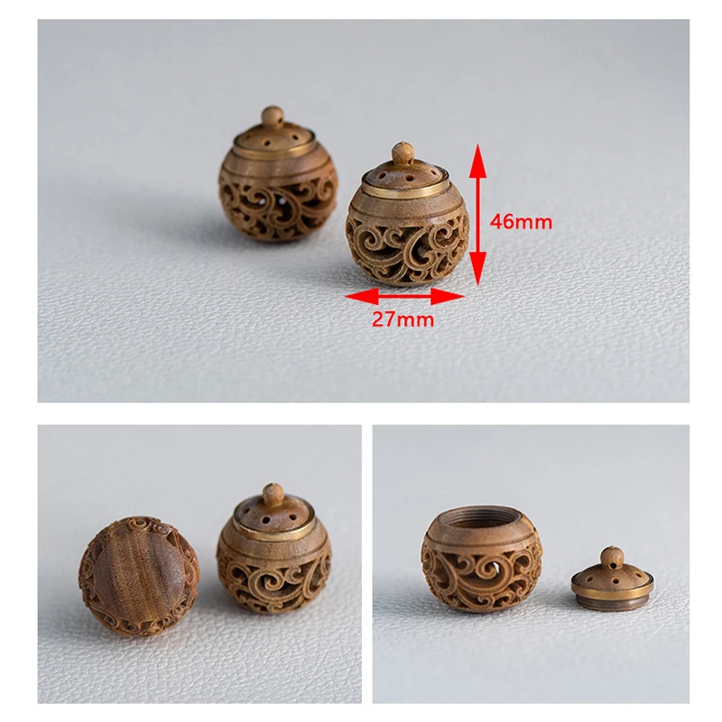 1PCS Hollow Wood Medicine Pill Box Mini Sandalwood Pill Case Portable Storage Pill Box Orgainer For Personal Health Care