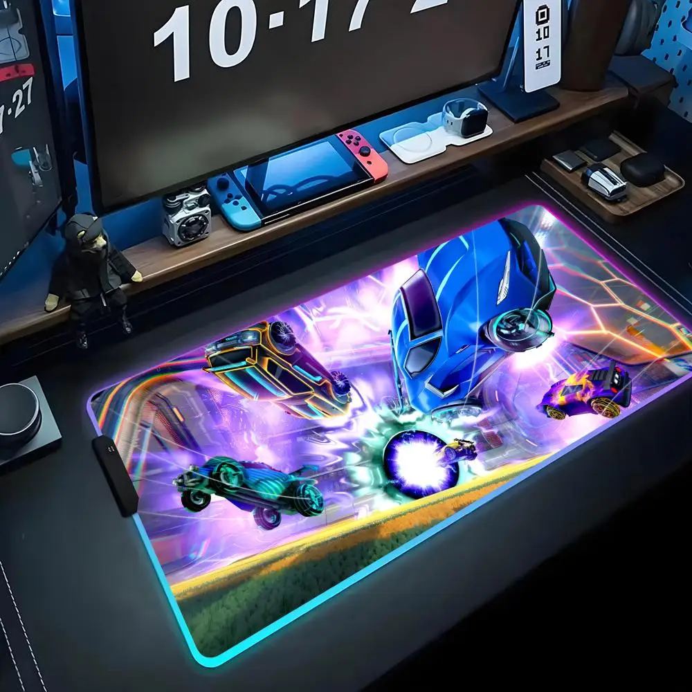

Game Rocket League Mouse Pad RGB Gaming Mousepad Big LED Pad PC Desk Mat Luminous Mouse Pad Large Keyboard Mats Table Rug With