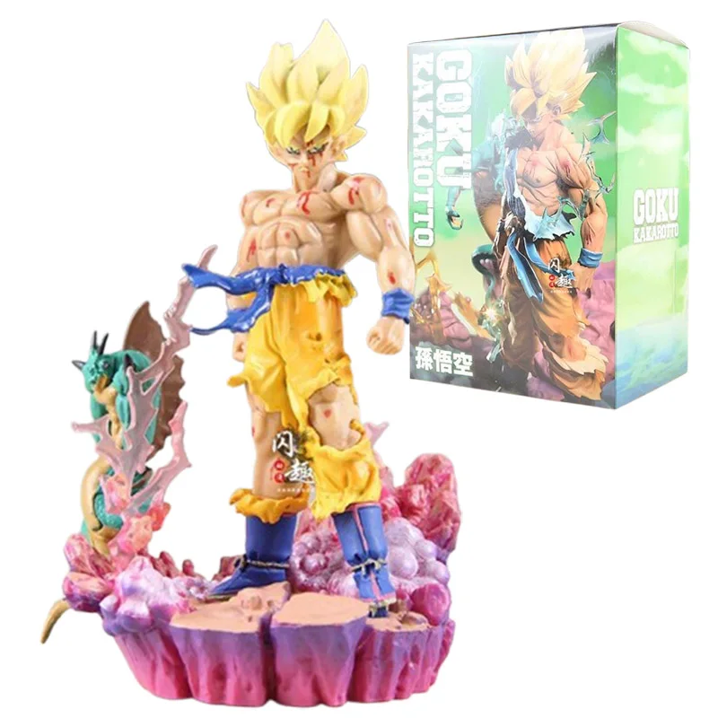 Dragon Ball Z Son Goku Action Figure Speelgoed Anime DBZ Shenlong Super Saiyan Figuras GK Standbeeld Model Ornament Perifere Kids Gift