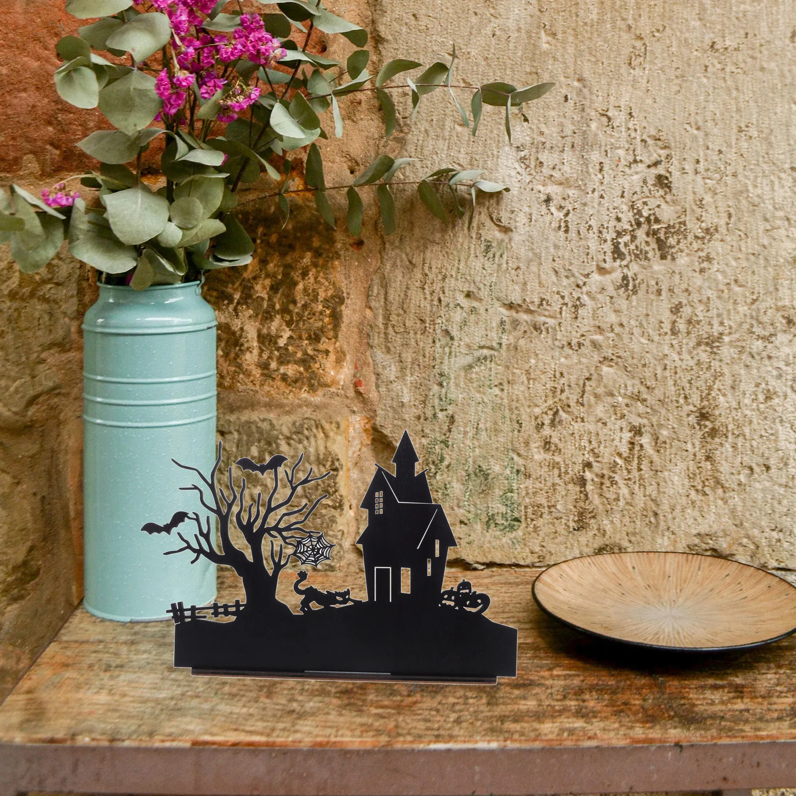 

Halloween Wooden Table Centerpiece Spooky Table Sign for Indoor Party Home Office Decoration Halloween Desk Decor