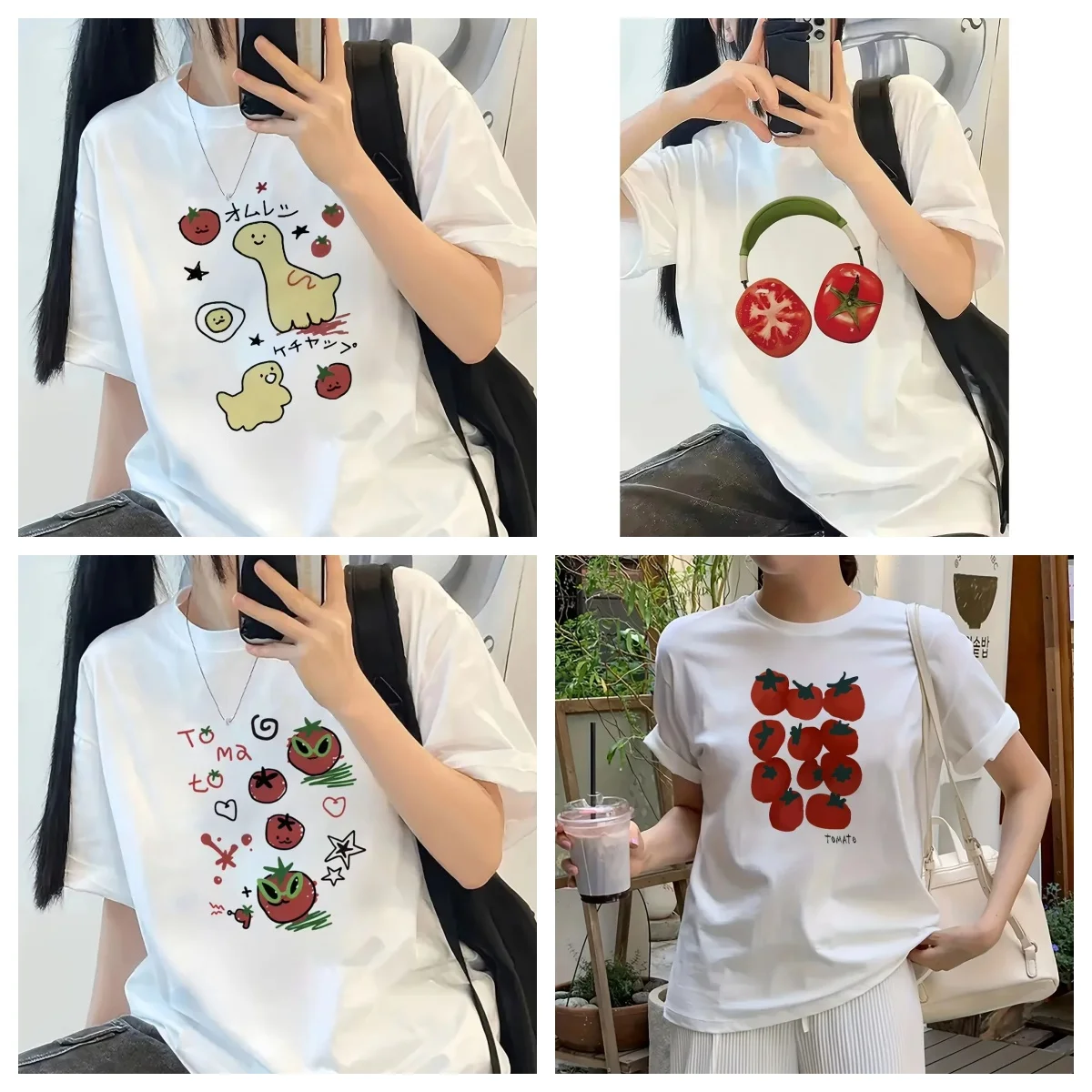 tomate-fones-de-ouvido-grafico-impresso-camiseta-manga-curta-estilos-relaxados-confortavel-topos-t-camisa-das-mulheres-dos-homens-criancas-tshirt