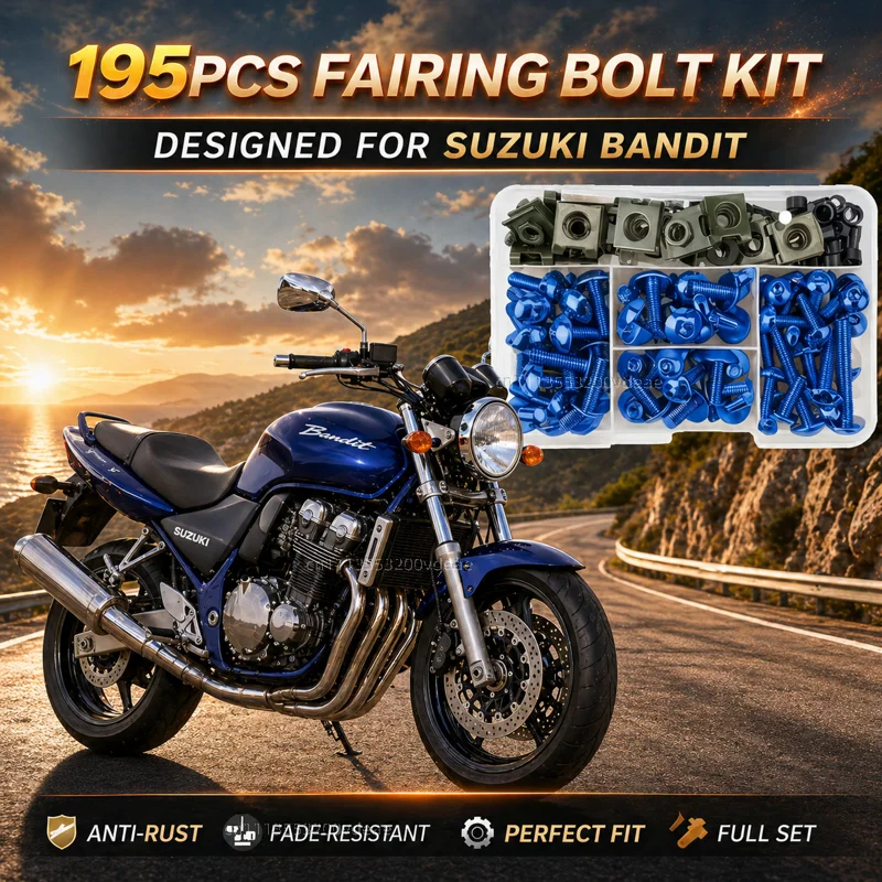 195Pcs Motorcycle Aluminum Fairing Bolt Screws Kit Nut Clips For SUZUKI Bandit 1200 1250 1250S 1250F 250 400 650 GSF650 GSF 650