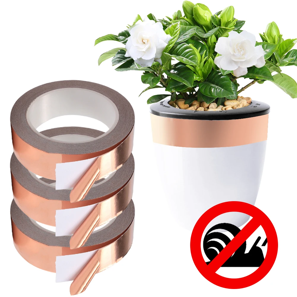 Copper Tape Against Snails 30/50/70mm Snail Protection Anti Snails EMI Shielding Tape EMI Copper Foil Tape for Raised Bed Plants