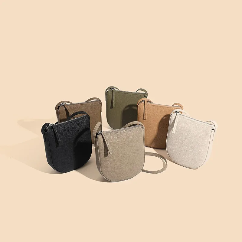 Minority Mini Solid Leather Texture Office Messenger Bags Simple Moda Large Capacity Iphone Bag Commuter Zip Square Crossbody