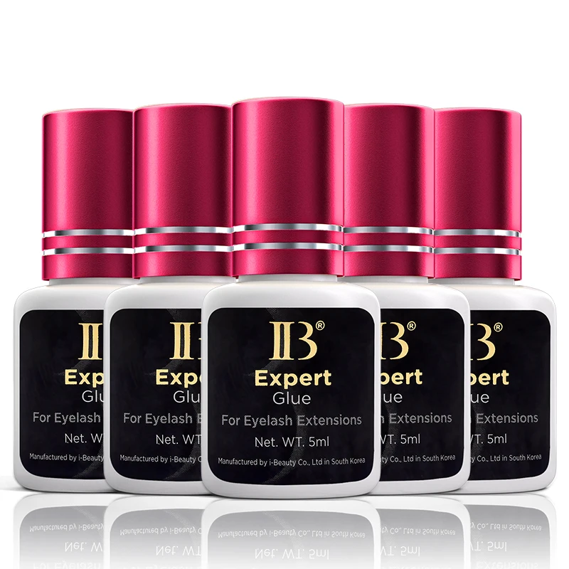 2 Bottles 5ml Korea IBeauty Expert Glue Eyelash Extensions IB Wine Red Cap Lash Glue False Eye Lash Adhesive 1-2s Wholesale