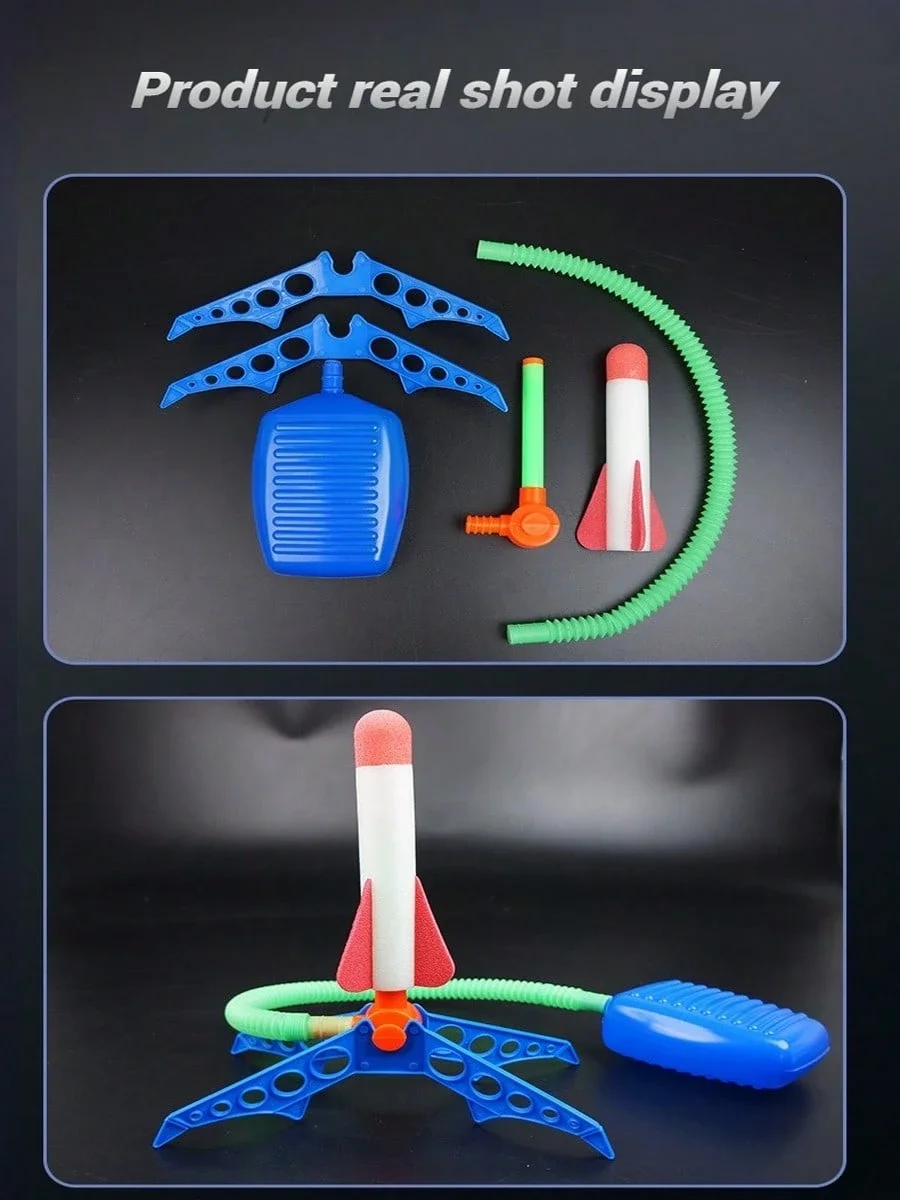 Dziecięca rakieta na pedałach, zabawka do latających rakiet na zewnątrz, zabawka sportowa dla dzieci do skakania (odporny zestaw akcesoriów do zakupu)