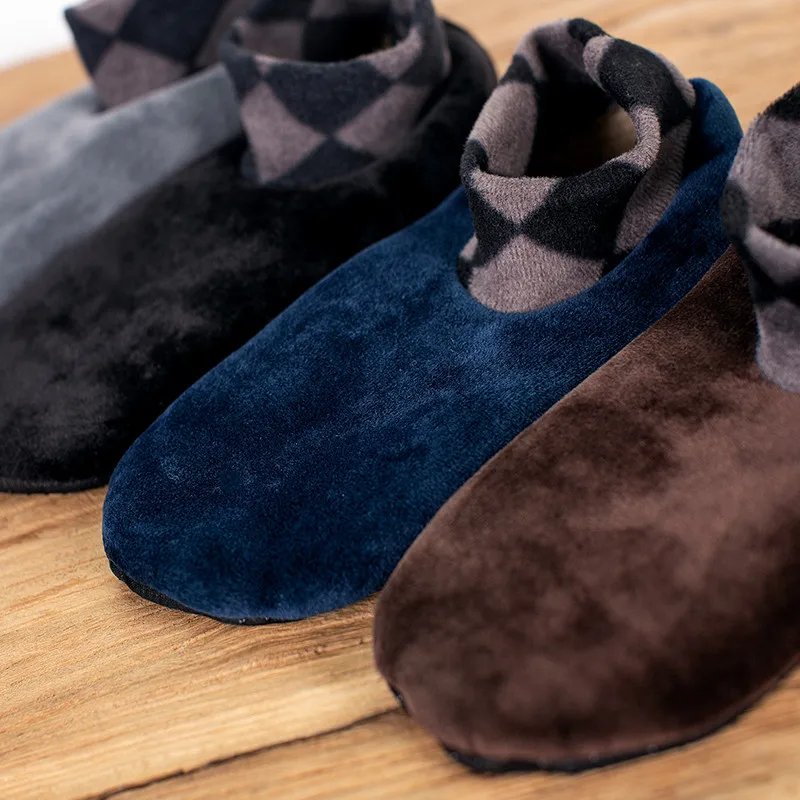 Winter Plush Men\'s Slipper Socks Non Slip Fleece Floor Socks for Men Bed Sock Solid Home Thick Winter Warm Home Man Ankle Socks