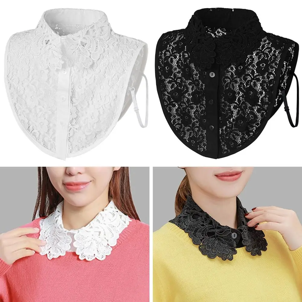 

Модный съемный воротник-стойка из кружева, белый/черный, для женщин и девушек