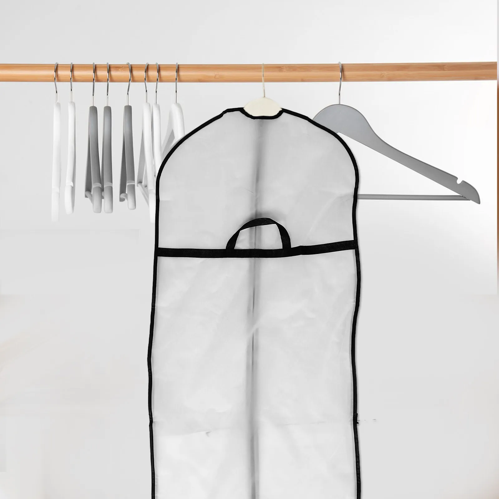 

2pcs Garment Bag Lightweight Plastic Clothes Cover For Wedding Dresses Suits Gowns Zippered Hanging Travel Storage Reusable Dust