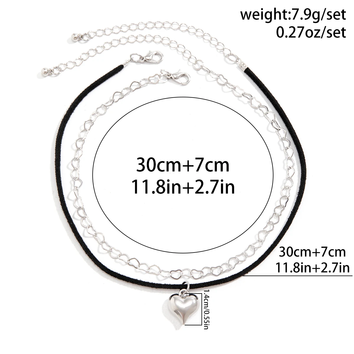 Lacteo Elegant Small Heart Pendant Rope Chain Necklace for Women Two Layers Charm Choker On The Neck Girls Y2K Jewelry Wedding