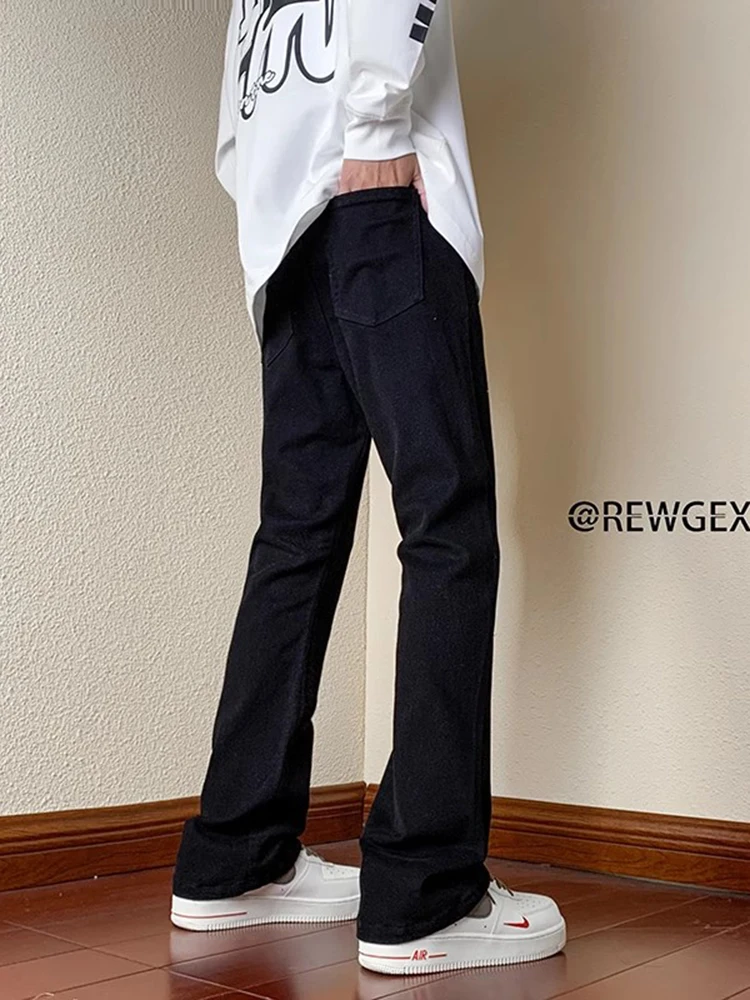 

High Elastici Pure Bla Men's Jeans Retro American Vibe Slim Fit Bell Bot Casual Wear Youth Faion Autumn Winter