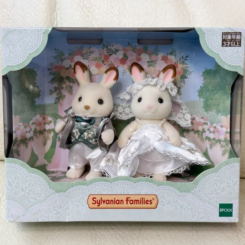 Original Sylvanian Families Limited Chocolate Rabbit Wedding Suit Kawaii Figure Collectible Birthday Gift Toys Christmas Gift