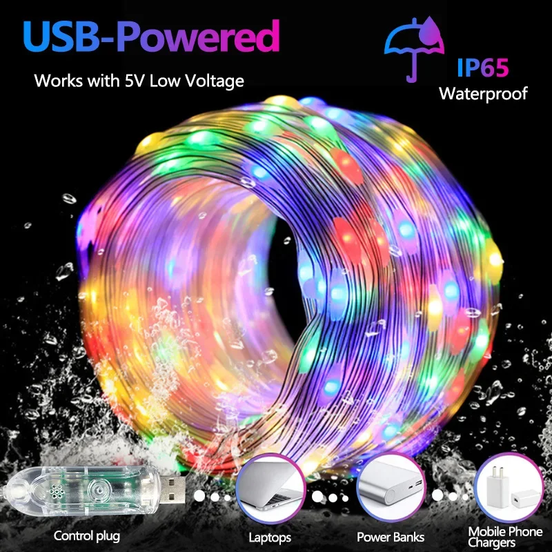 

LED Smart String Light RGB Music Sync Fairy Light Outdoor Waterproof Garland Light Garden Lamp for Christmas/Party