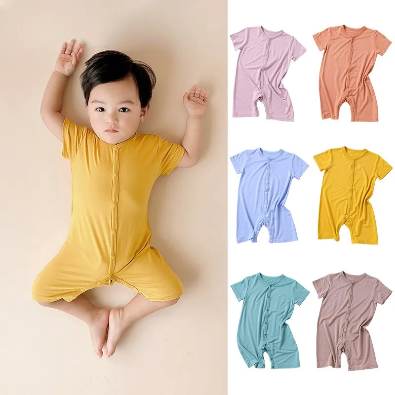 Summer Infant Jumpsuit Children's Clothing Unisex Baby Modal Bodysuit Kids Clothes Thin Button Closure Boys And Girls Rompers