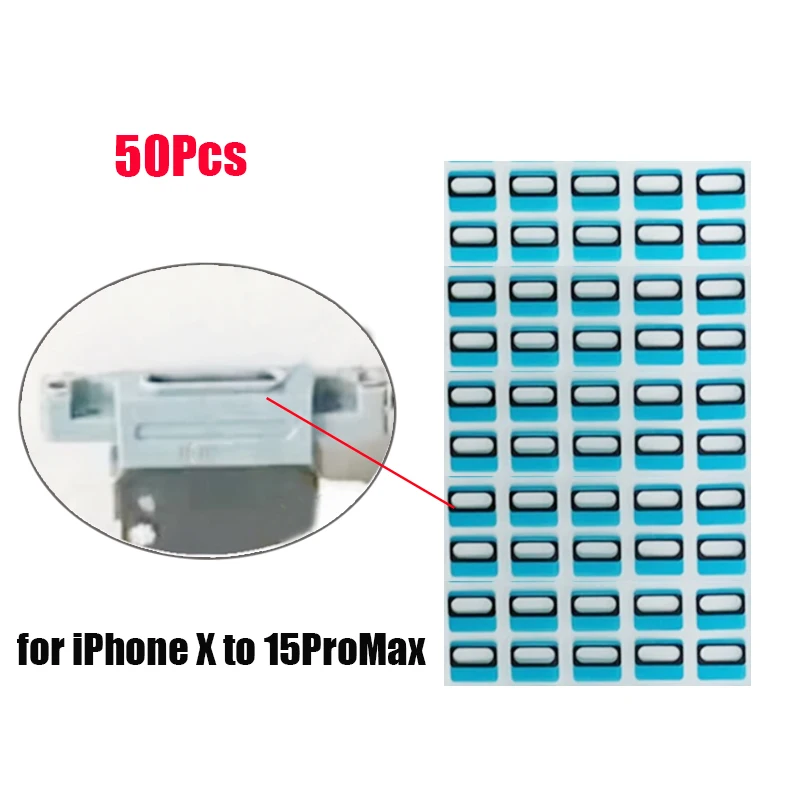 50Pcs for iPhone 15 14 13 12 11 X XR XS USB Dock Charging Port Socket Sealing Dustproof Double-sided Sponge Gasket Pad Adhesive