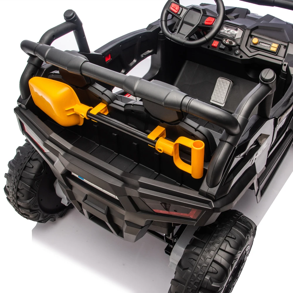24V 2-Seater Kids Ride-On UTV 4WD Four-Wheel Suspension Headlights Power Display Storage Space Included Shovel Bluetooth age 3+