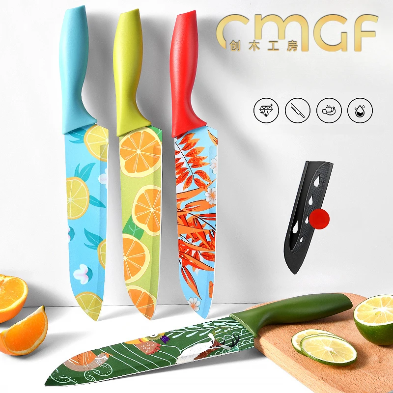 Seiko Printed Chef's Knife, Decorative Minimalist Kitchen, Fruit Knife, Professional Kitchen Knife