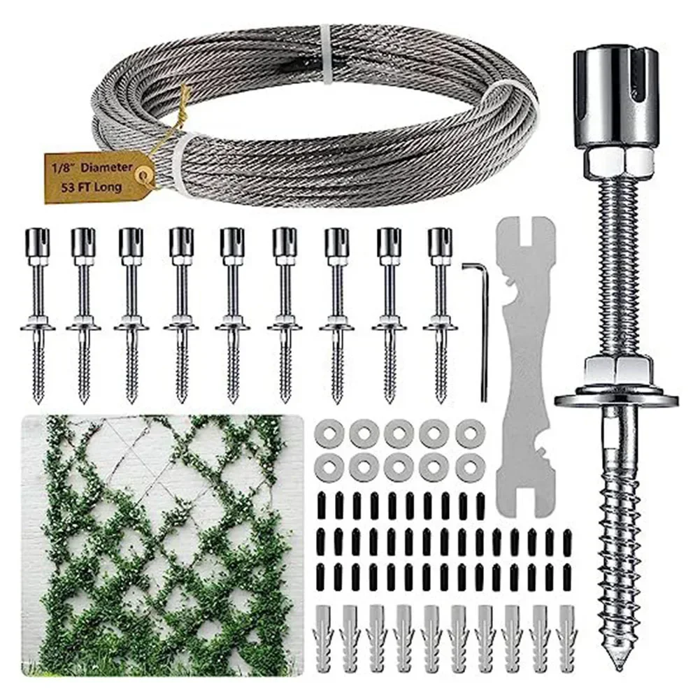 

Sturdy Wall Wire Trellis Kit: Supports Climbing Plants Up To 150kg Stainless Steel Plant Climbing Wire Rope Garden Accessories