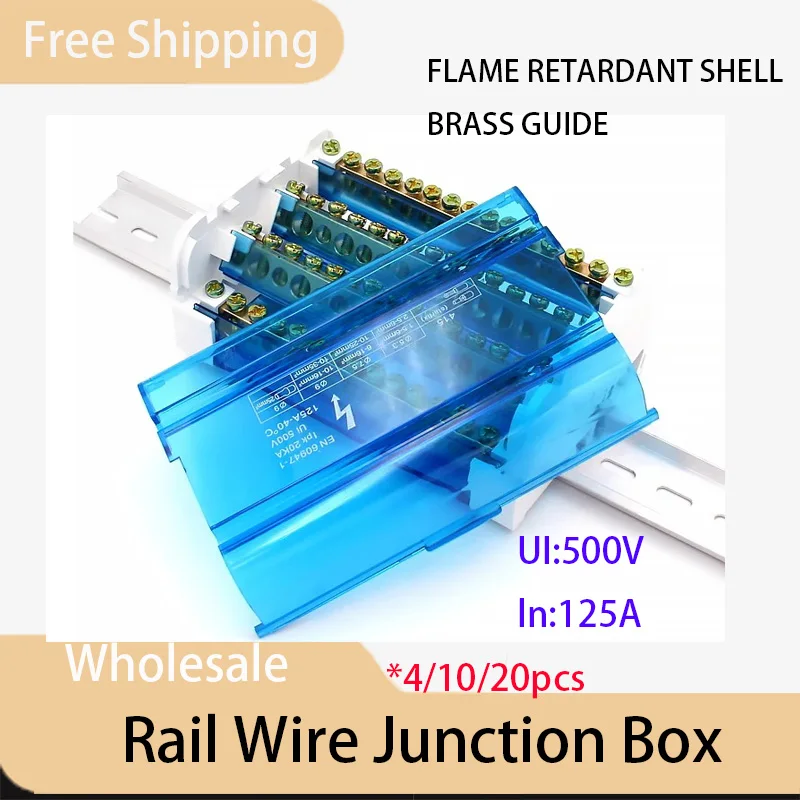 Din Rail Terminal Block  Modular Distribution Block Screw Universal Electric Wire Power Junction Box WKH 207/211/215/407/411/415