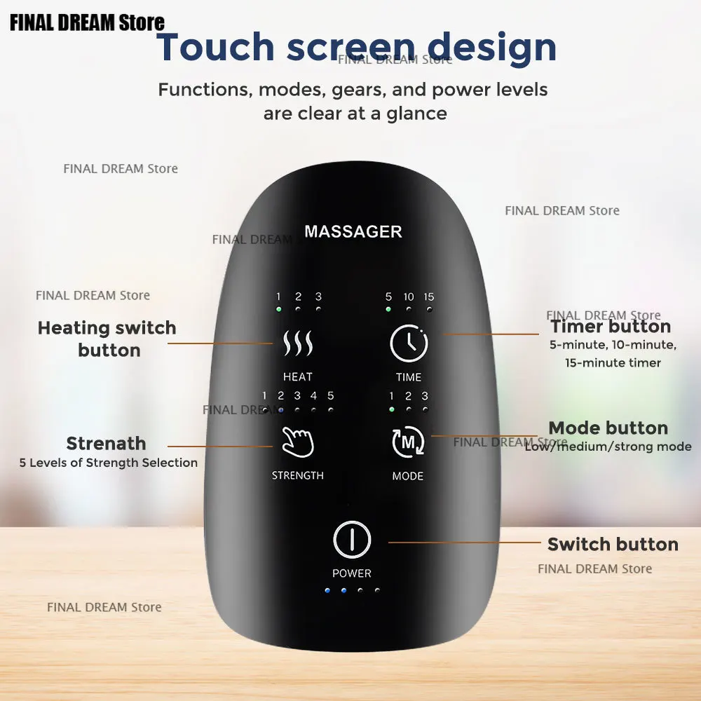 Wireless Electric Hand Massager Air Compression Hot Compress Palm Acupoint Massager Finger Arthritis Numbness Muscle Relaxation