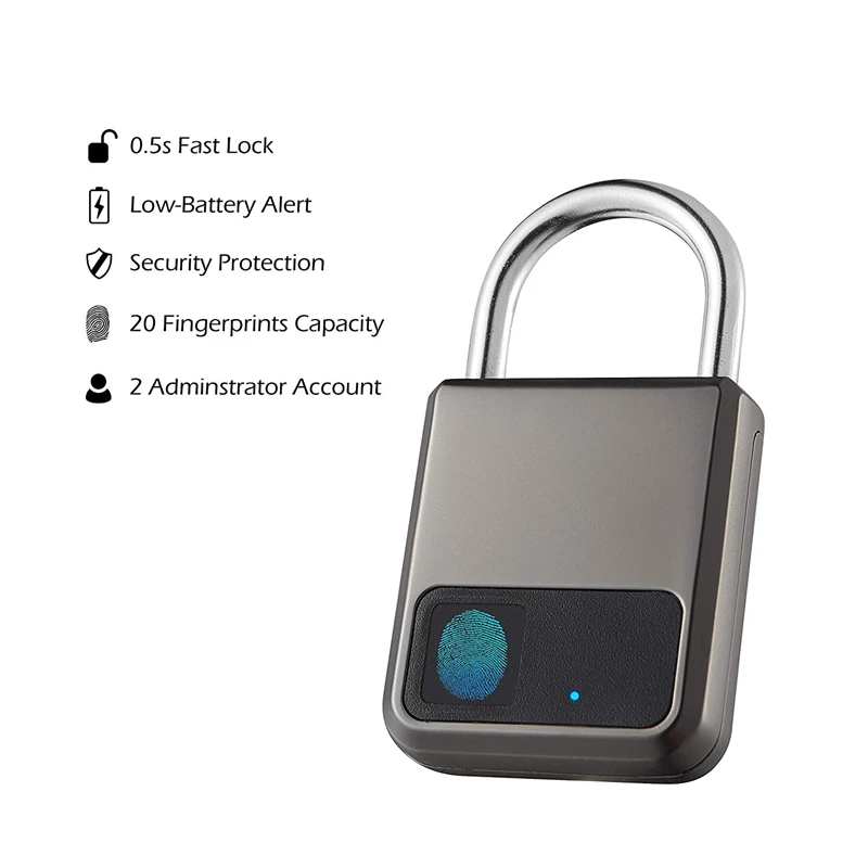 

RISE-Fingerprint Padlock,Smart Padlock,Combination Lock, Suitable For House Door, Bookcase, Suitcase, Backpack, Gym, Bike, Offic