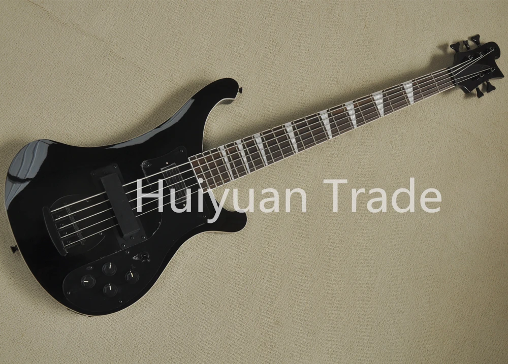 Flyoung 5 Strings Black Body Electric Bass Guitar with Rosweood Fingerboard,Offer Customize