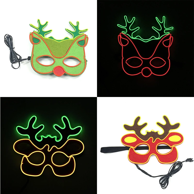 

LED Christmas Felt Mask Children Gift Cosplay Santa Cos Reindeer Masquerade Mask Led Luminous Christmas Dance Mask