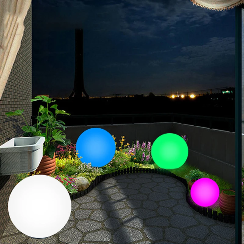 LED Solar Lawn Light Outdoor Spherical Lights Square Community Landscape Light Scenic Garden 16 Color Spherical Decorative Light