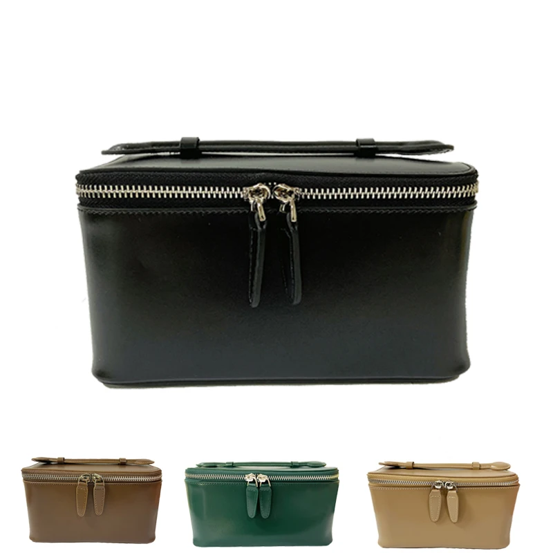 

Vintage Genuine Leather Makeup Bag Travel Portable Wash Bag High-end Makeup Case Large Capacity Storage Bag Fashion Handbag