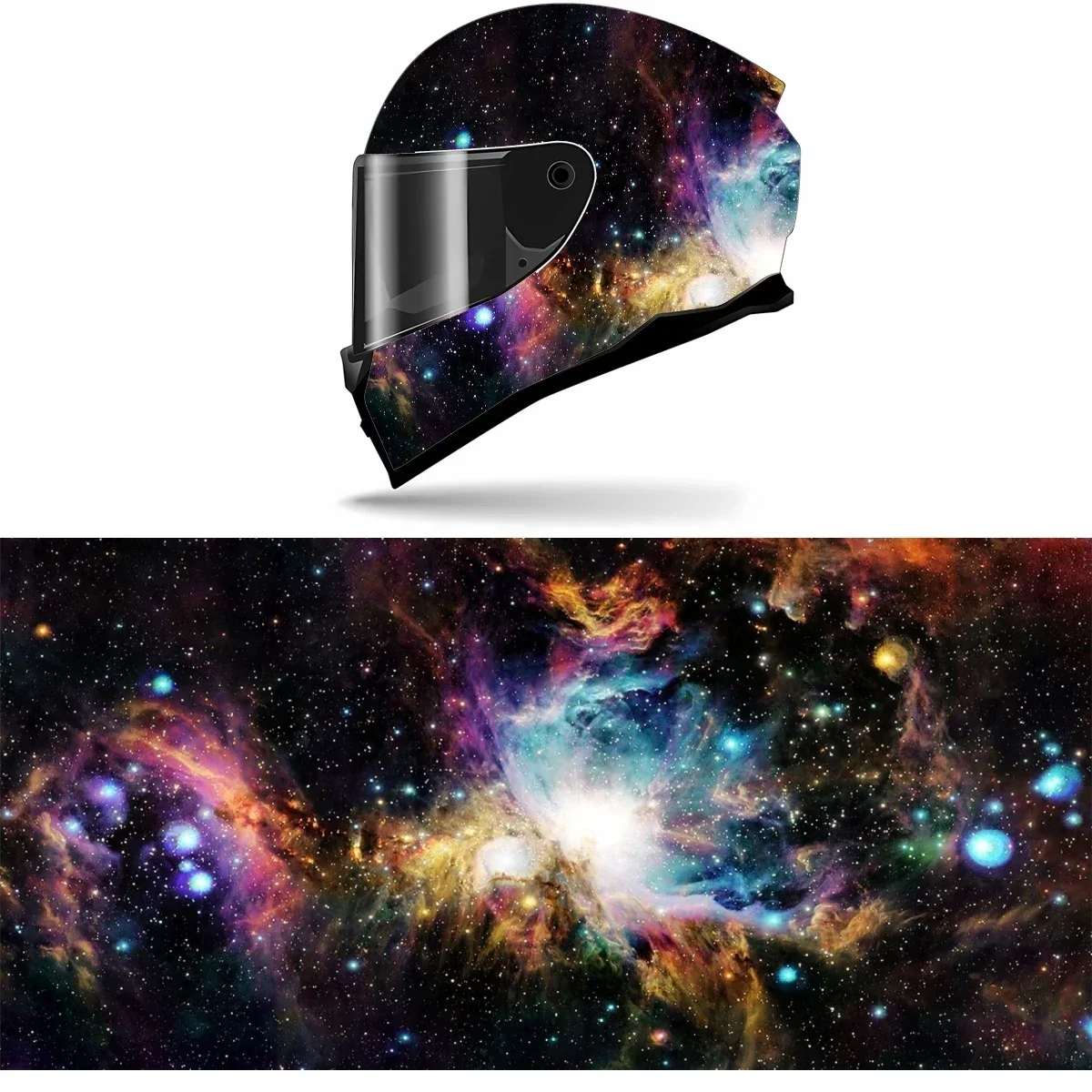Adesivos de Capacete com Tema Céu Estrelado e Universo, Autoadesivos, para Motocicletas de Corrida, Decalques Personalizados para Envelopamento de Cap