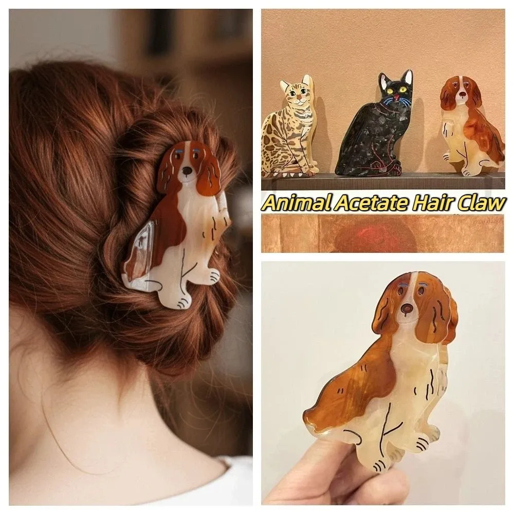 

Cute Acetic Acid Animal Acetate Hair Claw Cartoon Pet Cat Hair Clip Korean Style Hairpin Dog Shark Clip Female
