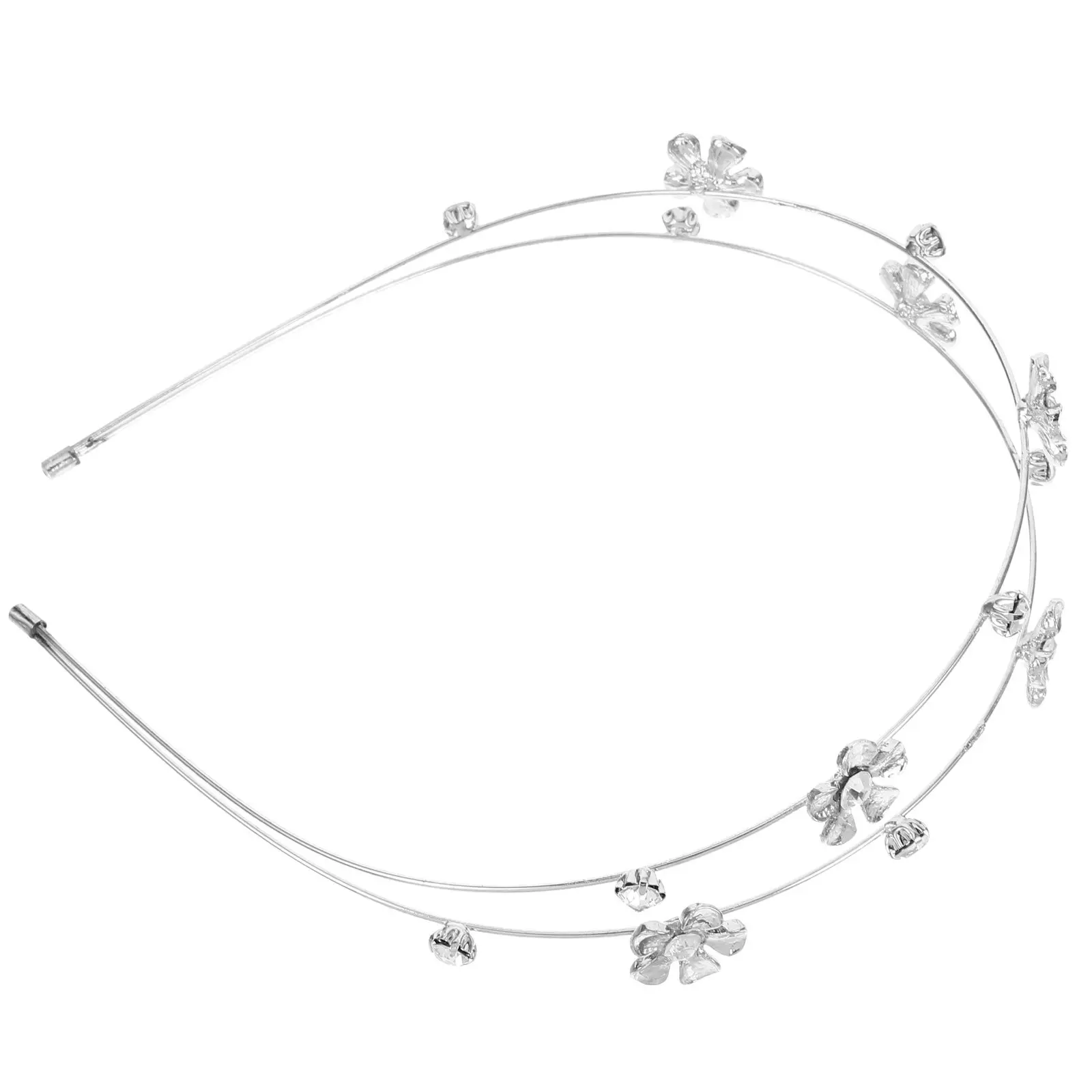 

Повязка на голову со стразами, двухслойная, серебристая, свадебная, для волос, аксессуары для волос для женщин, круглый цветок с пятью лепестками в форме листа