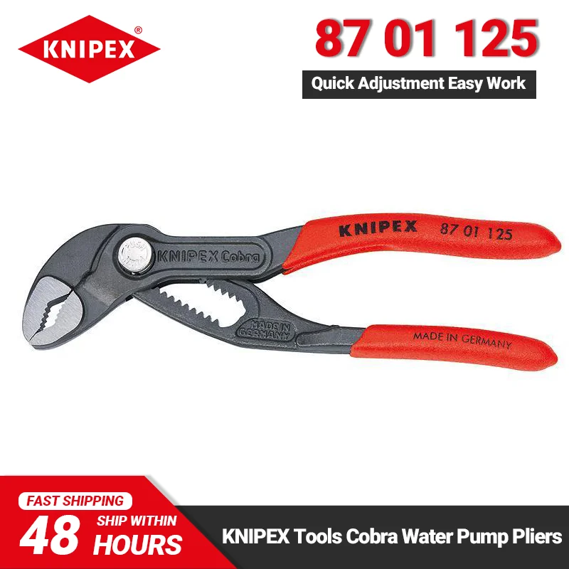 

Плоскогубцы для водяного насоса KNIPEX Cobra, 8701125, 8701150, 8701180, 8701250, 8701300, 8701400, быстрая регулировка, простота в эксплуатации