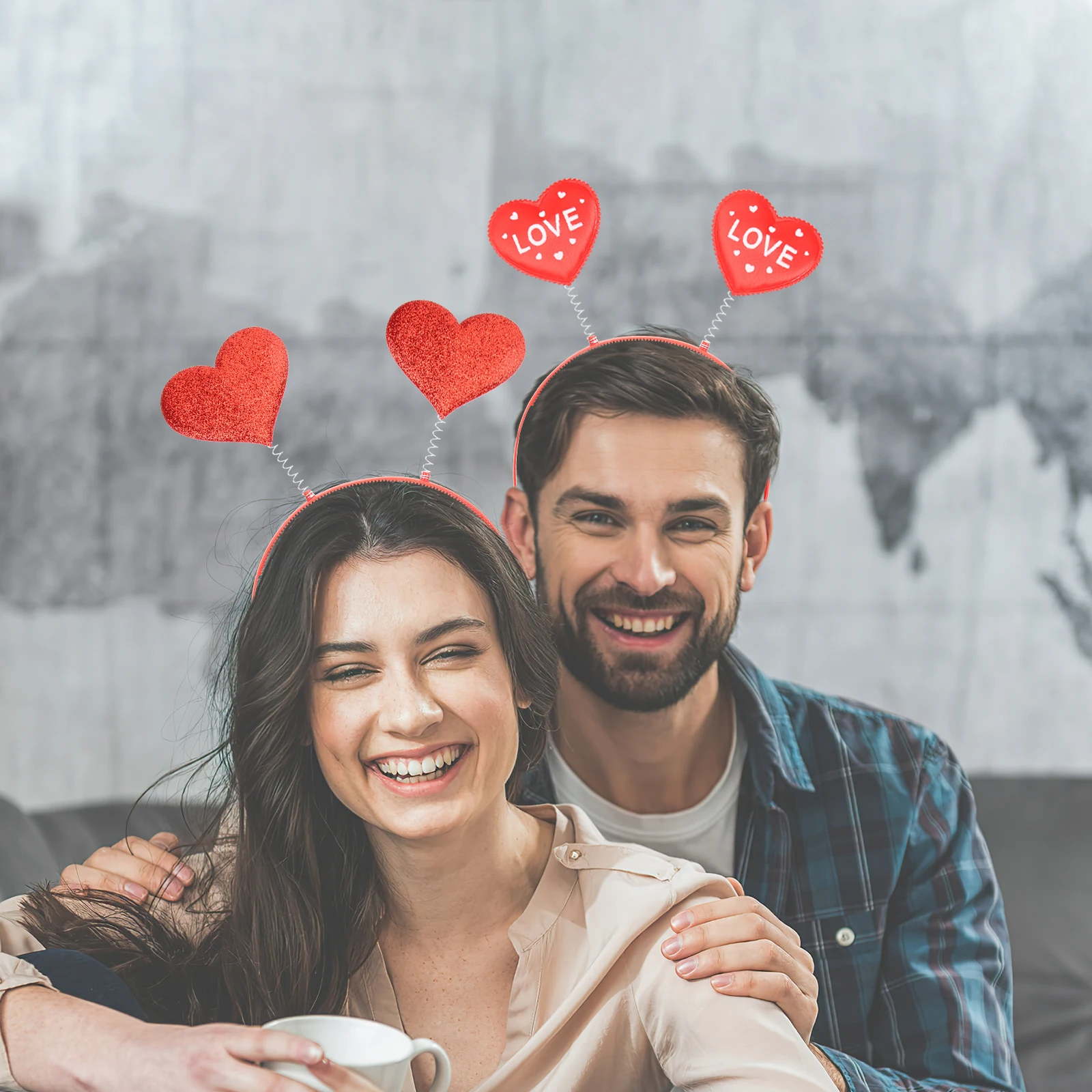 

4pcs Heart Shaped Headbands Durable Premium Material Spring Adjustable Fits Any Hairstyle Valentine Wedding Party Gifts