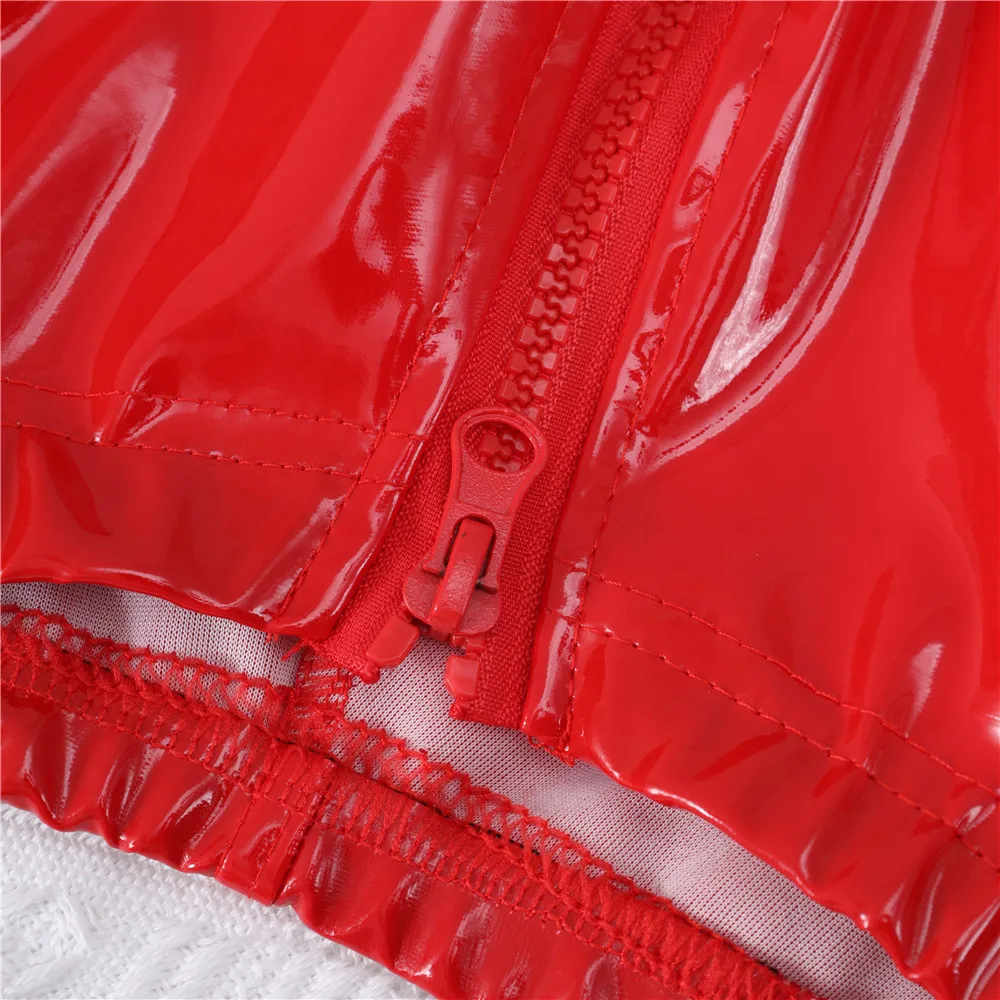 Men's Erotic Leg Pants Gay Shiny Leather PU Zipper Bulge Pouch Boxer Shorts Sissy Fashionable Nightclub Stage Performance Clothe