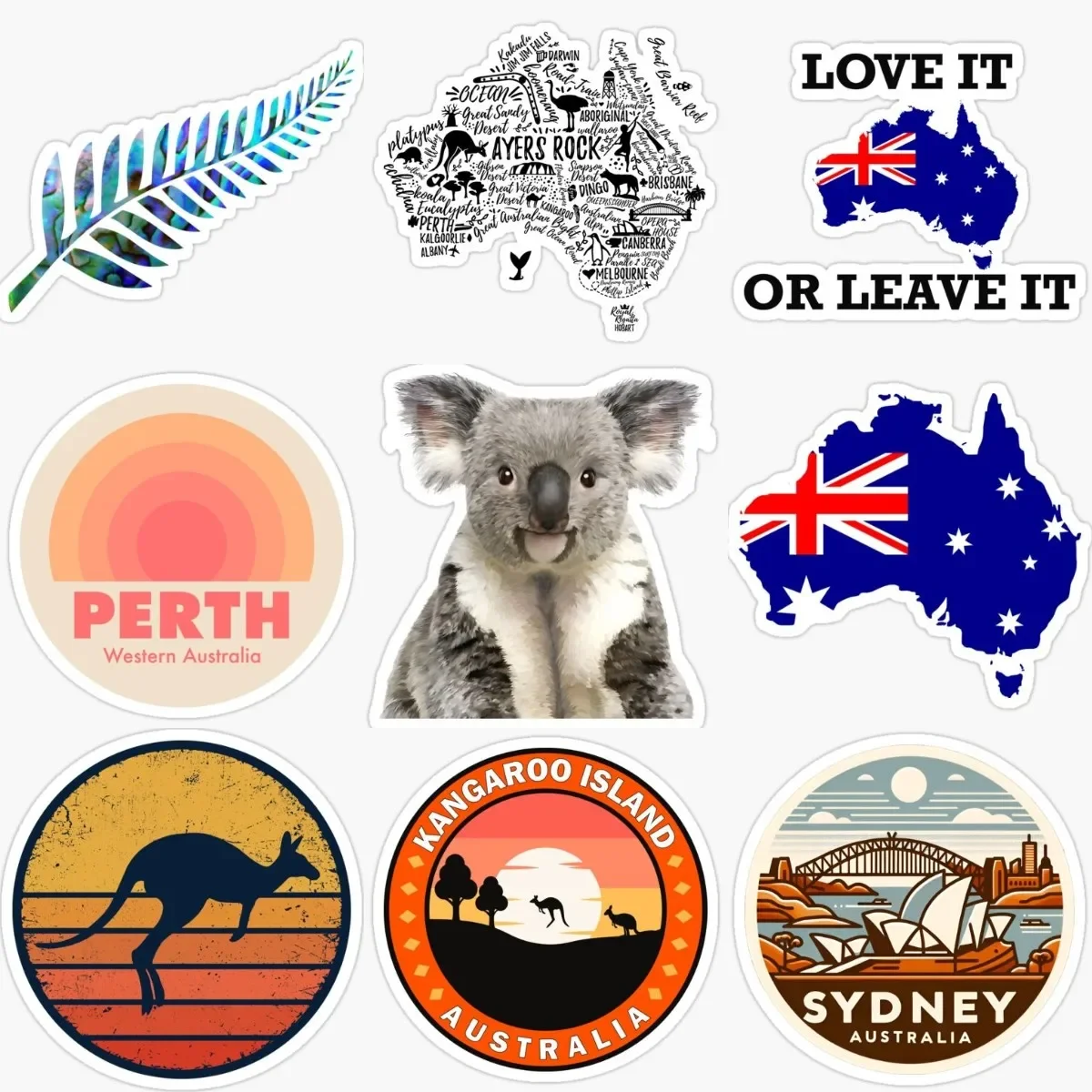 

AUS Australia Flag Map Emblem Animals PVC Sticker for Decorate Fridge Wall Car Van Bicycle Window Truck Helmet Decal Accessories